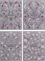 JMEOWIO 3D Nálepka na nehty Blumen Nálepka na nehty Selbstklebend Nagelaufkleber 5D Stereoskopické jarní letní dekorace Nageldesign Zubehör 4 Blatt