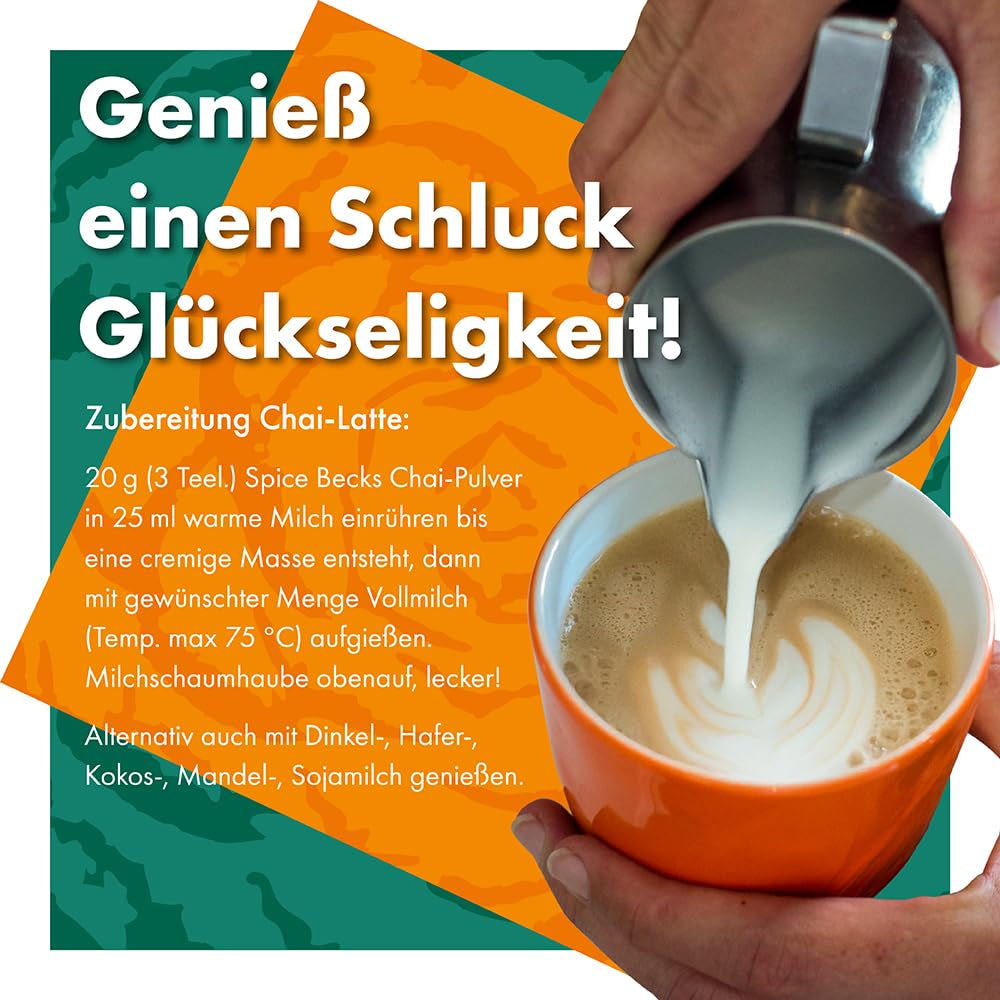 Becks Cocoa Om Masala Chai Tea Bio - indický černý čaj s tradičním kořením, jako je skořice, kardamom a zázvor - ideální pro Chai Latte, 300 g