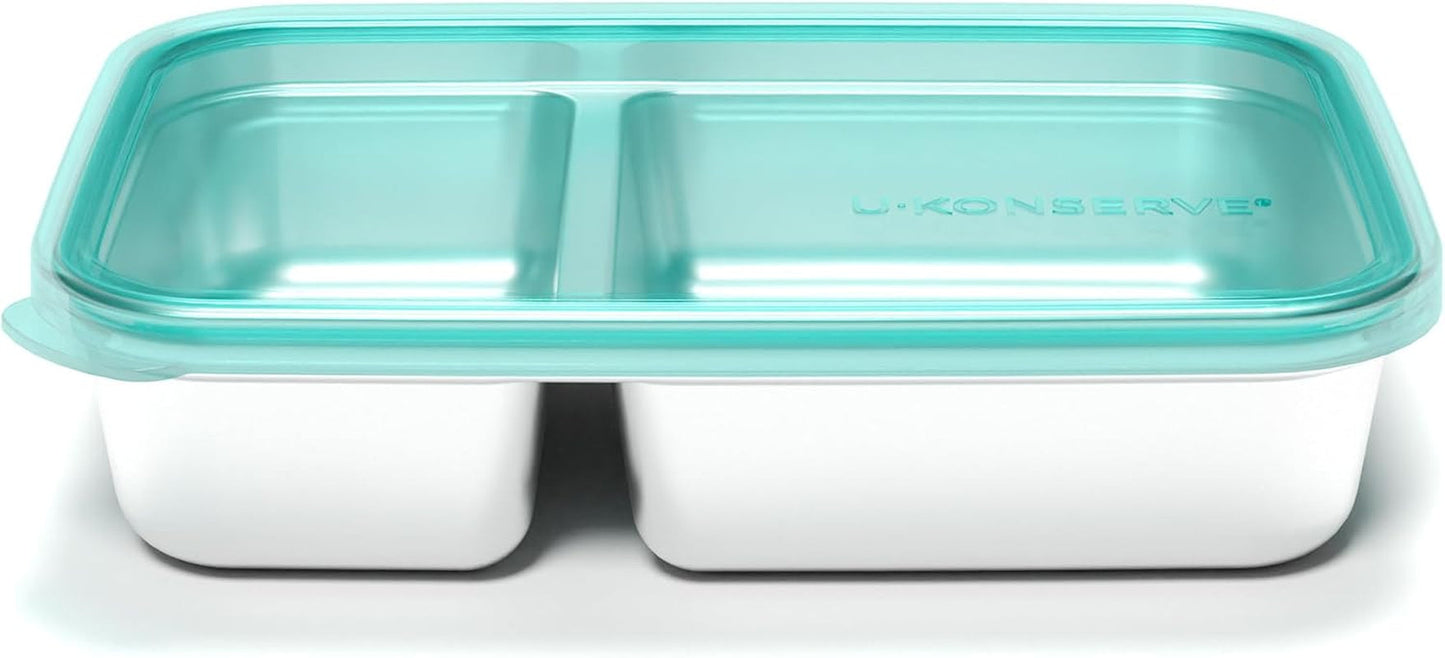 U Konserve - Dělená obdélníková dóza na potraviny z nerezové oceli se silikonovým víčkem - Island Teal - 28oz / 825ml Boxy na potraviny Naty Shop Island Teal 28 Oz