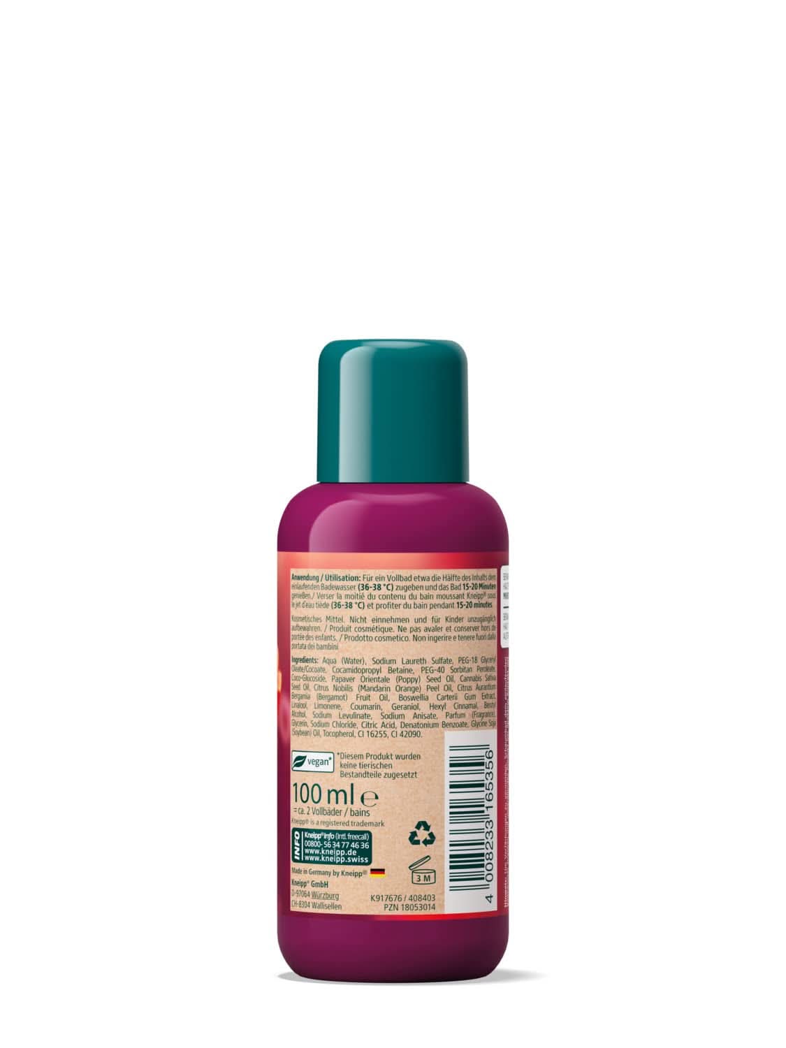 Kneipp Aroma, přísada do koupele s přírodními oleji z červeného máku a konopí, pro pocit jemné a hladké pokožky, 100 ml Sprcha a koupel Naty Shop