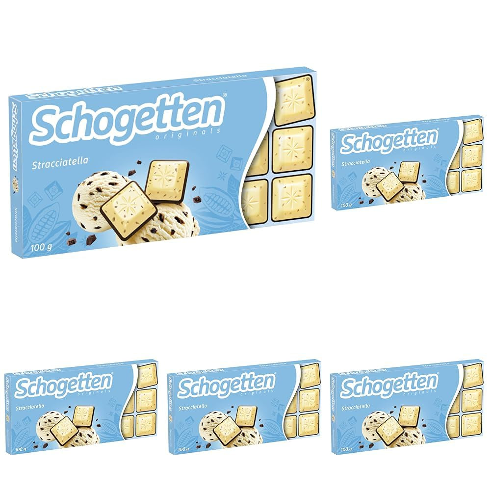 Čokoládová tyčinka Schogetten Stracciatella 100g, jednotlivě porcovaná. Potěšení. Kousek po kousku.