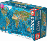 Educa - div světa, skládačka 12000 dílků dospělí a děti od 14 let, mapa světa (19057) Puzzle Naty Shop