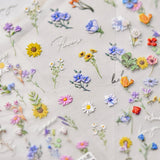 JMEOWIO 3D Nálepka na nehty Bunte Blumen Nálepka na nehty Selbstklebend Nagelaufkleber 5D Stereoskopisch Frühlings Letní Blumen Dekorace Nageldesign Zubehör 2 Blatt
