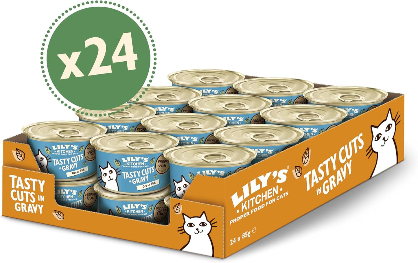 Lily's Kitchen Fish Tasty Cuts Mokré krmivo pro kočky - Balení 24 (24 x 85 g) Lahodné rybí kousky v omáčce pro kočky