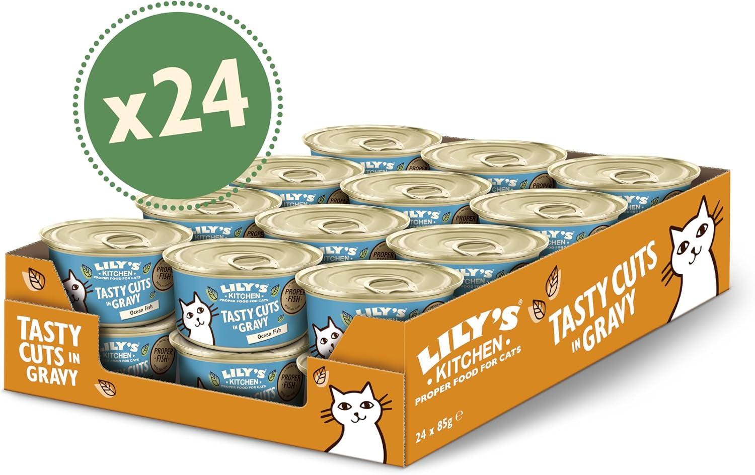 Lily's Kitchen Fish Tasty Cuts Mokré krmivo pro kočky - Balení 24 (24 x 85 g) Lahodné rybí kousky v omáčce pro kočky