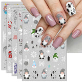JMEOWIO Nálepka na nehty Glitzer Weihnachten 10 Blatt Nálepka na nehty Selbtklebend Nagelaufkleber Schneeflocken Zimní dekorace Nageldesign Zubehör