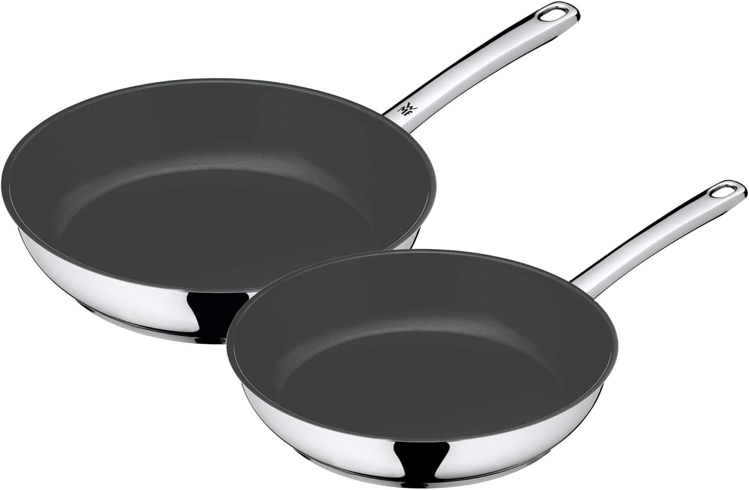 Sada pánví WMF Devil 2 kusy, indukční pánve 24, 28 cm, nerezová ocel Cromargan, keramická povrchová úprava, odolné proti troubě Hrnce a pánve Naty Shop Sada 2 pánví 24 a 28 cm