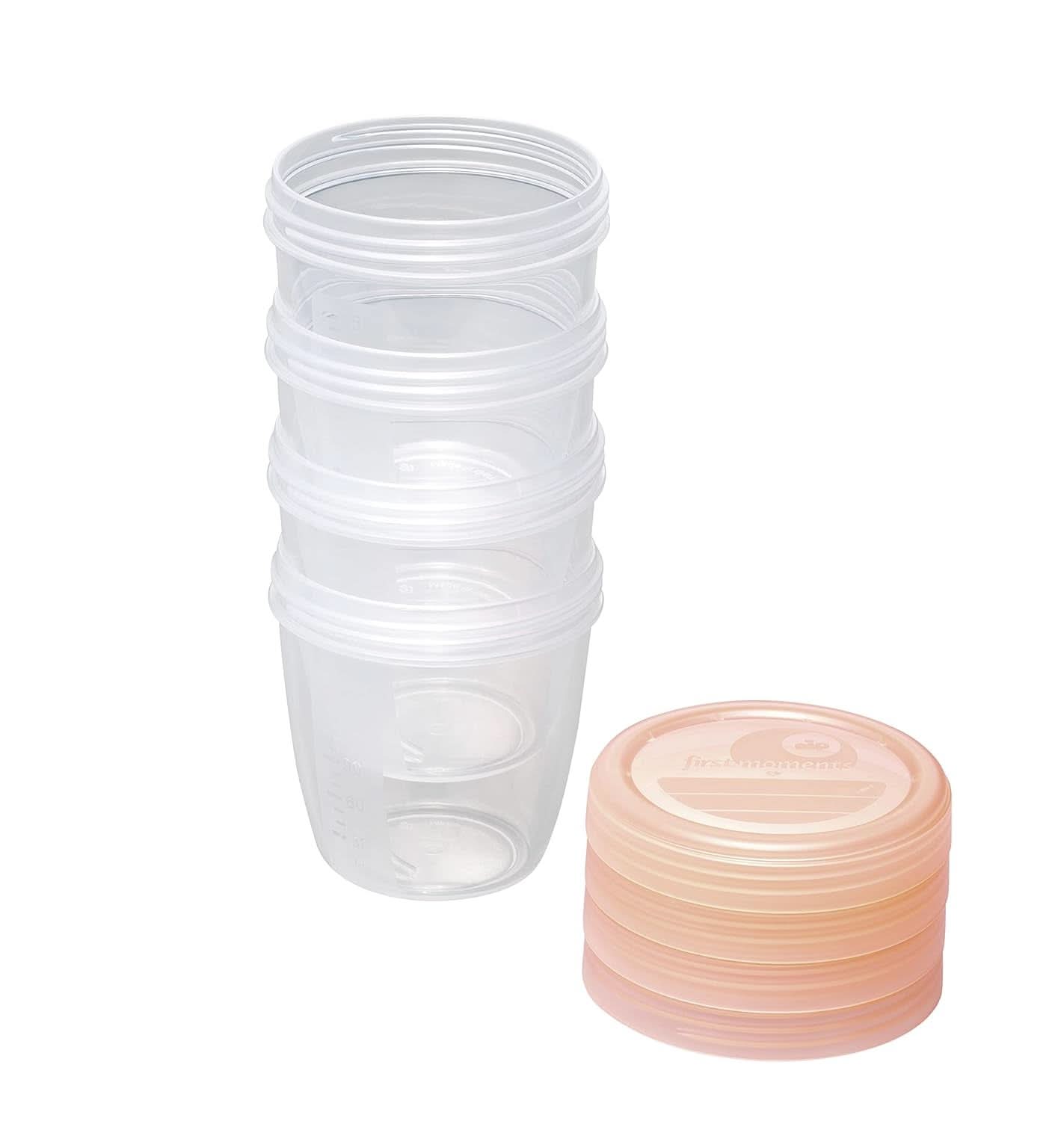 Nádoby na mateřské mléko NIP First Moments 150 ml, 4 kusy: stohovatelné a nepropustné Příslušenství Potraviny a kojení Bebe Naty Shop