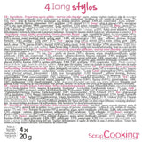 Scrapcooking - 4dílné popisovače: zlaté, čokoládové, bílé a červené - dekorativní jedlá pera pro psaní a kreslení na zákusky, dorty a sušenky