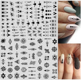 12 Blatt Nagelsticker Geometrisch Nagelaufkleber Selbtklebend Schwarz-Weißes Mysteriöses Dreieck Nail Art Sticker Dekoration Nageldesign Zubehör
