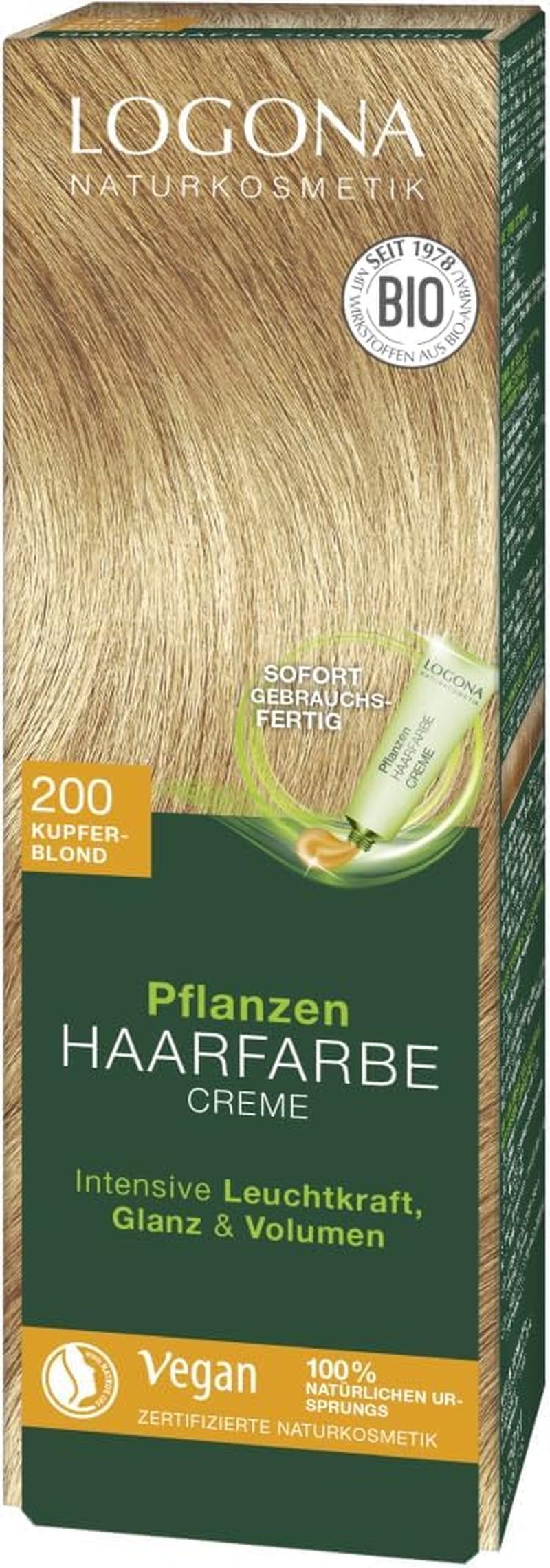 LOGONA Natural Cosmetics Plant Hair Color Cream 240 Nugát Brown, Přírodní barva na hnědé vlasy s hennou, barvicí krém na hnědé tóny, barva na tmavé vlasy, 150ml Barva na vlasy Naty Shop Světle hnědá