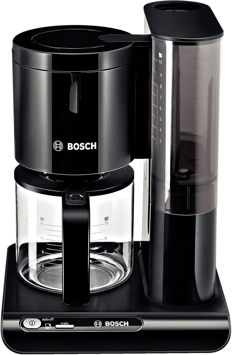 Espresso Bosch Styline TKA8013 s filtrem, senzor aroma, skleněná karafa na konzervaci aroma 1,25 l, 10-15 šálků, automatické vypnutí, systém odvápnění, systém proti odkapávání, otočný držák filtru, 1160 W, černá