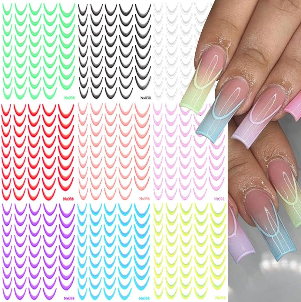 9 barev francouzské samolepky na nehty francouzské samolepky na nehty samolepicí fólie na nehty francouzské samolepky s přechodem na nehty francouzské samolepky na nehty samolepky nail art samolepky na nehty