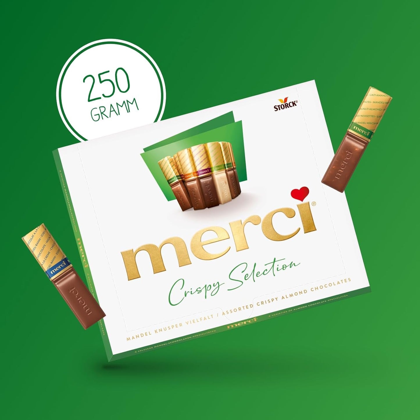 merci Finest Selection Mandle Crunch Variety – 1 x 250 g – Rafinované speciality s ořechy a čokoládou – Pralinky plněné i neplněné