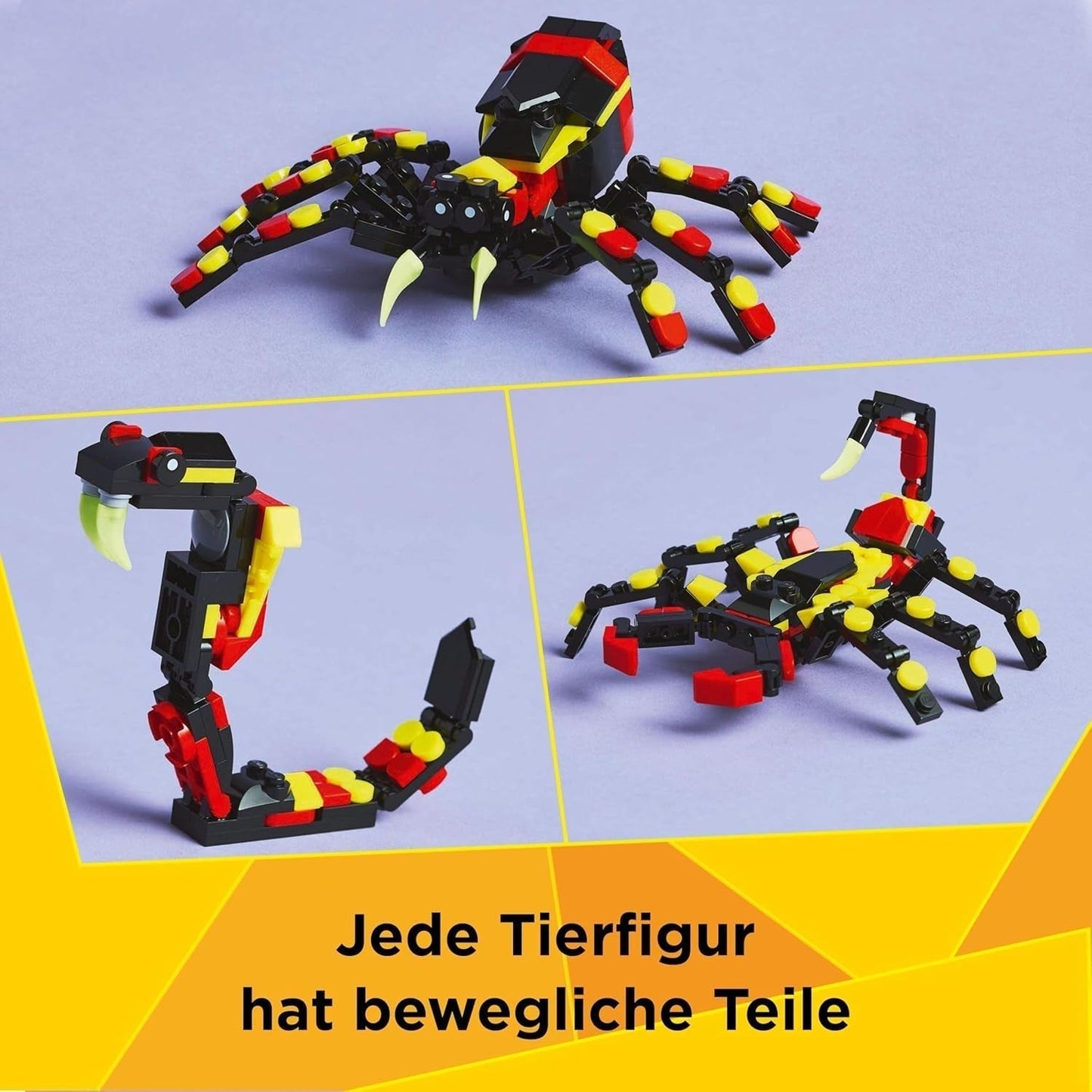 LEGO Creator 3V1 Divoká zvířata: Pavouk s překvapením - hračka k přestavbě na figurku škorpióna nebo hada - stavebnice se 3 modely - dárek pro chlapce a dívky od 7 let 31159 Stavebnice Besuche den LEGO-Store