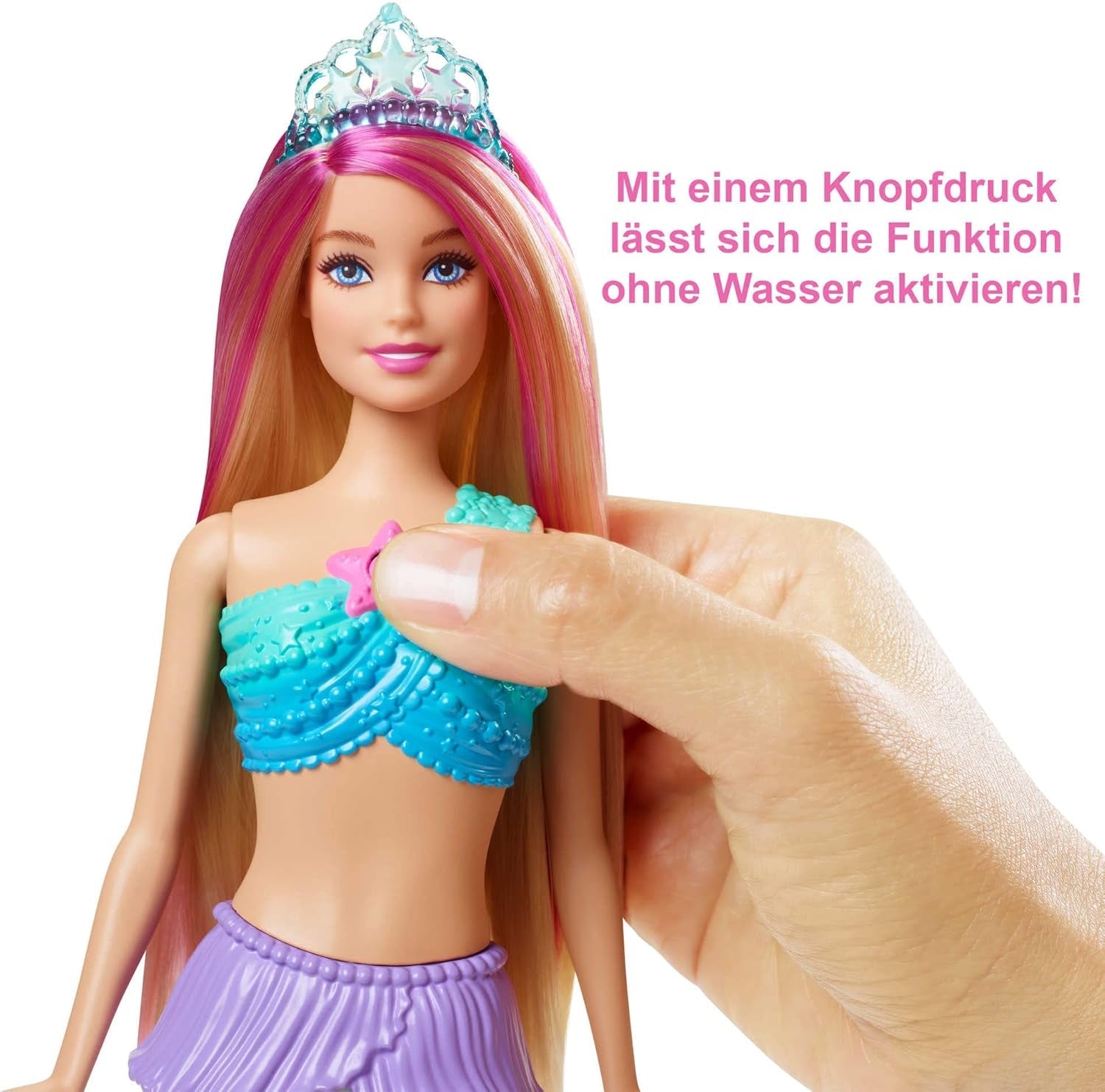 Barbie Dreamtopia Magic Light panenka mořské panny s blond vlasy, panenka Barbie s ocasem mořské panny, vhodná jako dárek pro děti od 3 let, HDJ36