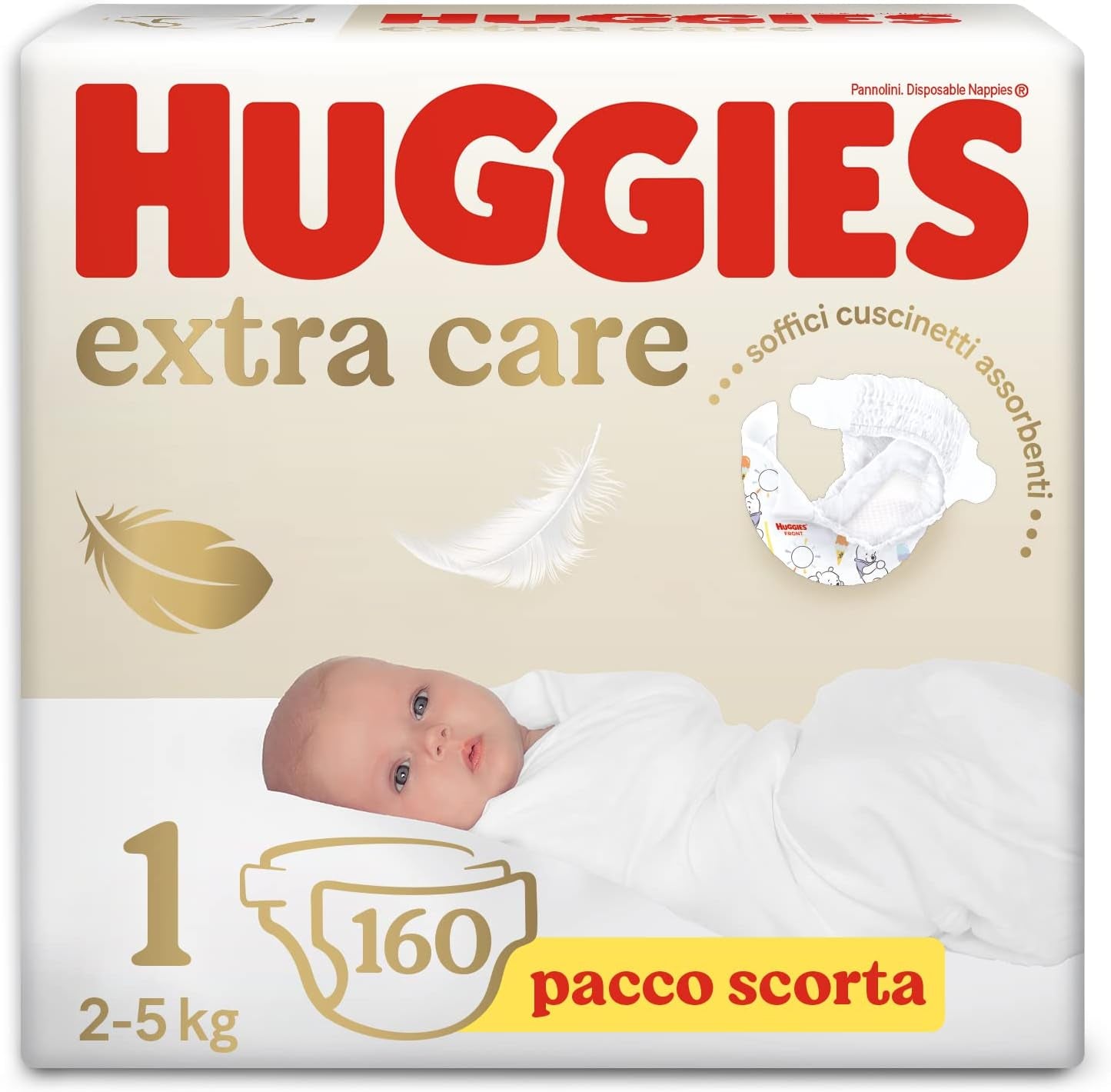 Dětské plenky Huggies Extra Care Velikost 1 (2-5 kg) Super savé Disney Design Hromadné balení 160