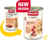 animonda Carny Katzen Nassfutter Kitten Chicken + Pute (12 x 400 g), Kitten getreidefreies Katzennassfutter ohne Zucker für wachsende Kätzchen bis 1 Jahr, mit frischen Ingredient