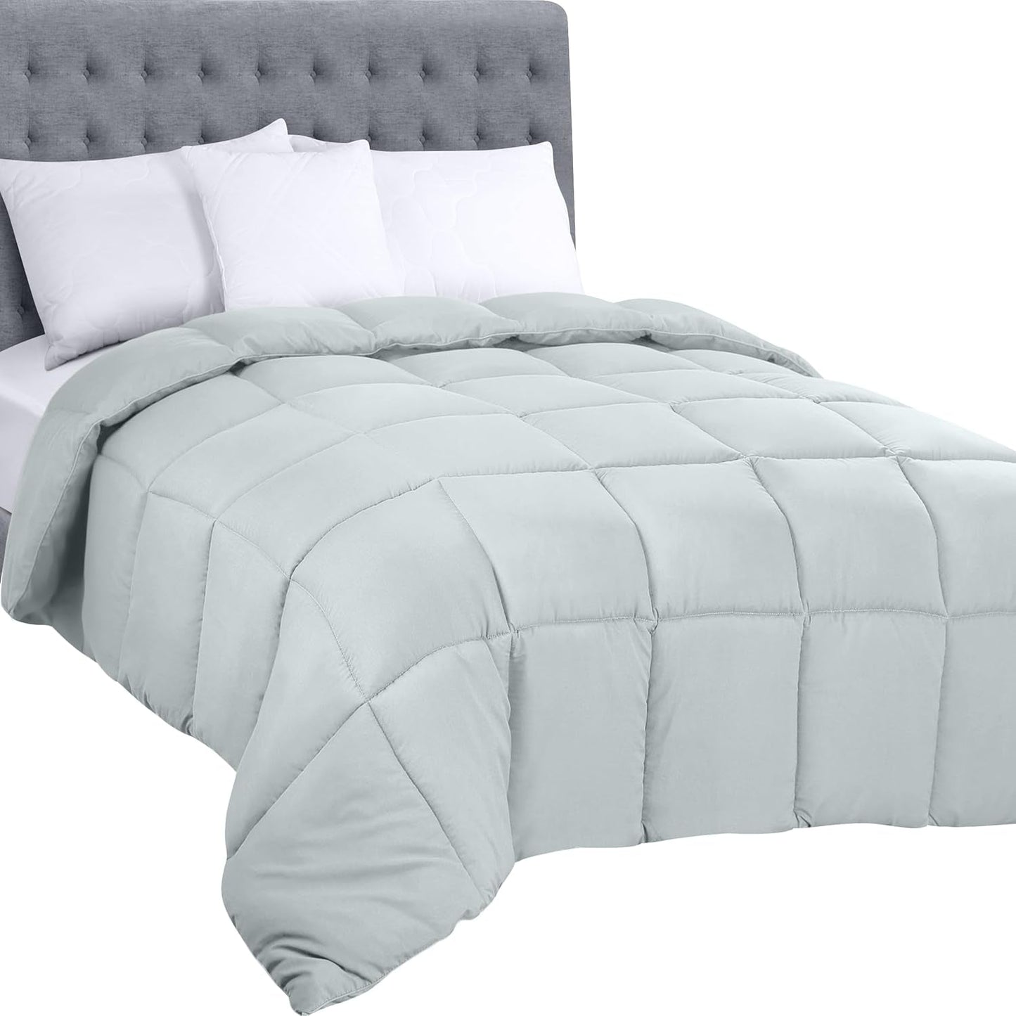 Povlečení Utopia Celoroční přikrývka 250 g/m² plyšová výplň ze silikonového vlákna Dvojlůžko prošité v krabici (Double XL Light Grey) Přikrývky a přikrývky Naty Shop Bílé Twin (1 balení)