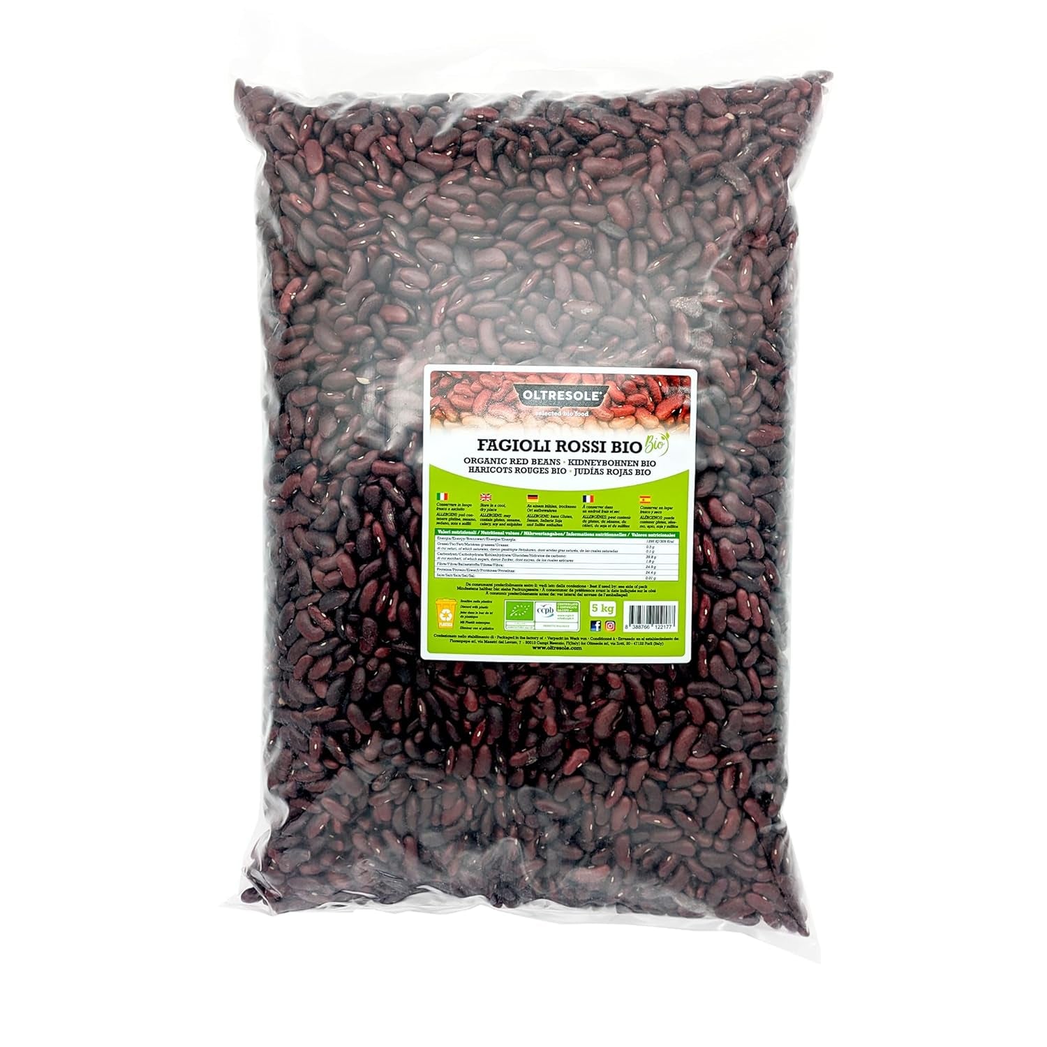 Bio červené fazole 1 kg, sušené bio luštěniny z kontrolovaných plodin, bohaté na bílkoviny a minerály, ideální pro nízkokalorickou, veganskou a vegetariánskou stravu