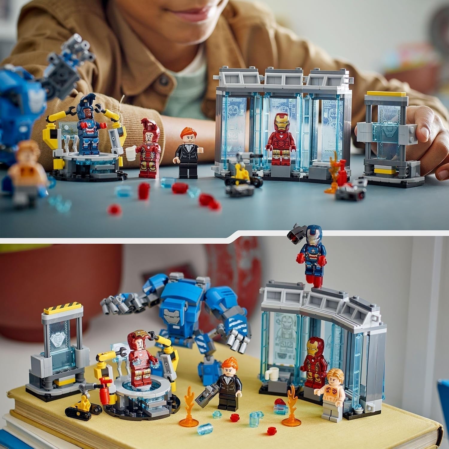 LEGO Marvel Iron Man's Laboratory: Hall of Armor – Hračka superhrdiny s figurkou Mecha, 5 minifigurek včetně Aldricha Killiana – Dárek Avengers pro chlapce a dívky Věk 8+ 76315 Stavebnice Beuche den LEGO-Store