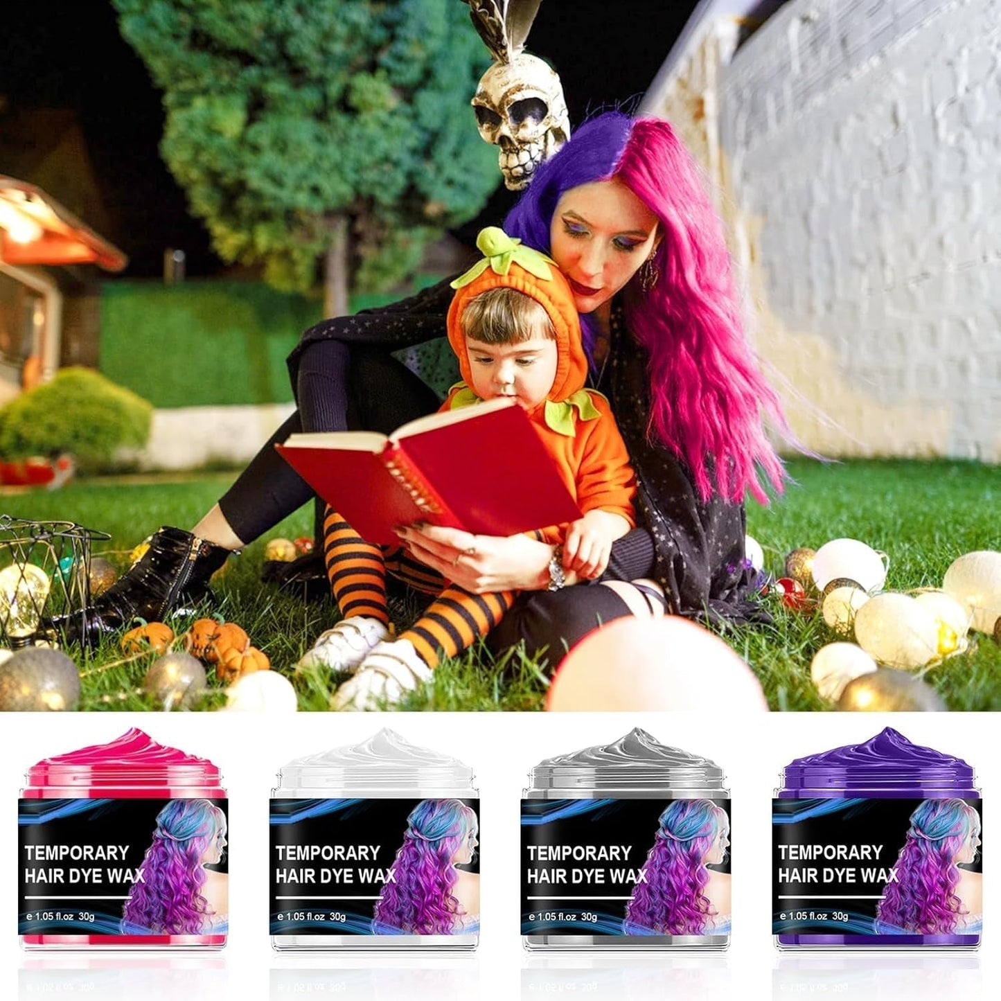 Halloween dočasné barvivo na vlasy 4 barvy Barva na vlasy Vosk Styling Tón vlasů Pro muže Ženy Halloween Cosplay Party Barvy na vlasy Naty Shop
