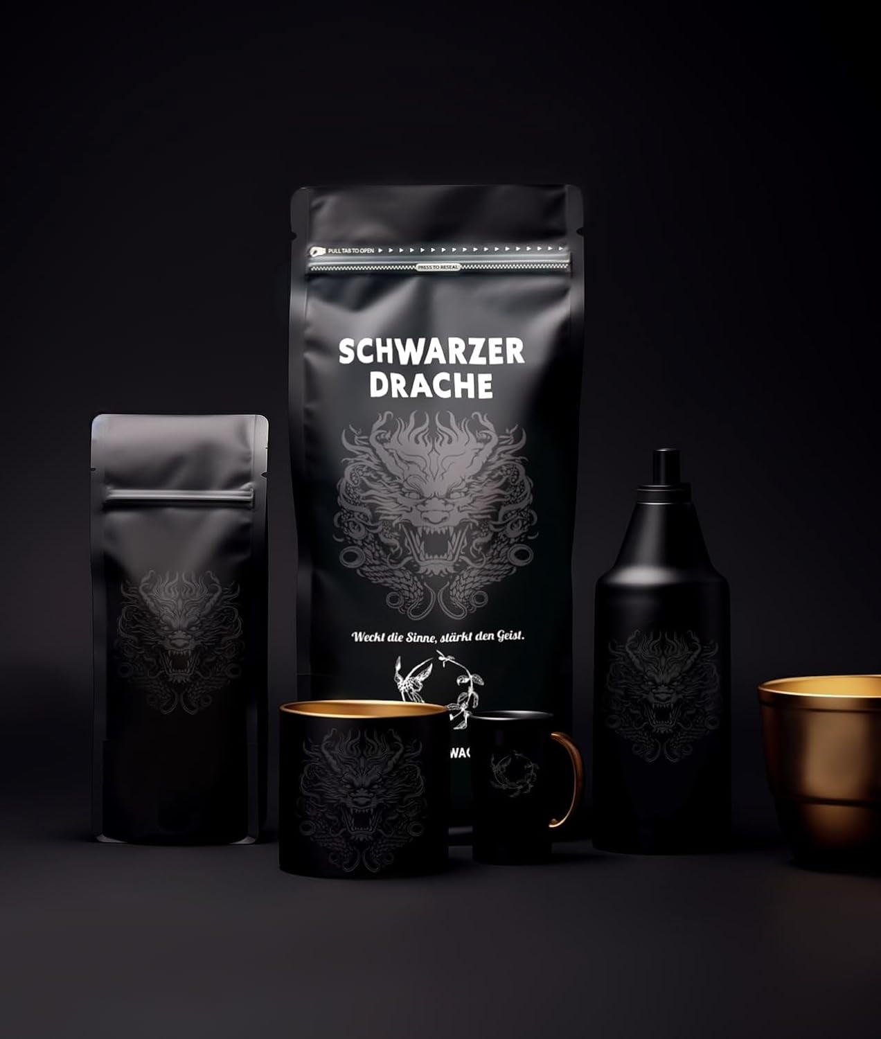 Black Dragon Espresso 100% Robusta - Extra silná pražená kávová zrna - Velmi silná a plná káva s vysokým obsahem kofeinu - Velmi silné espresso
