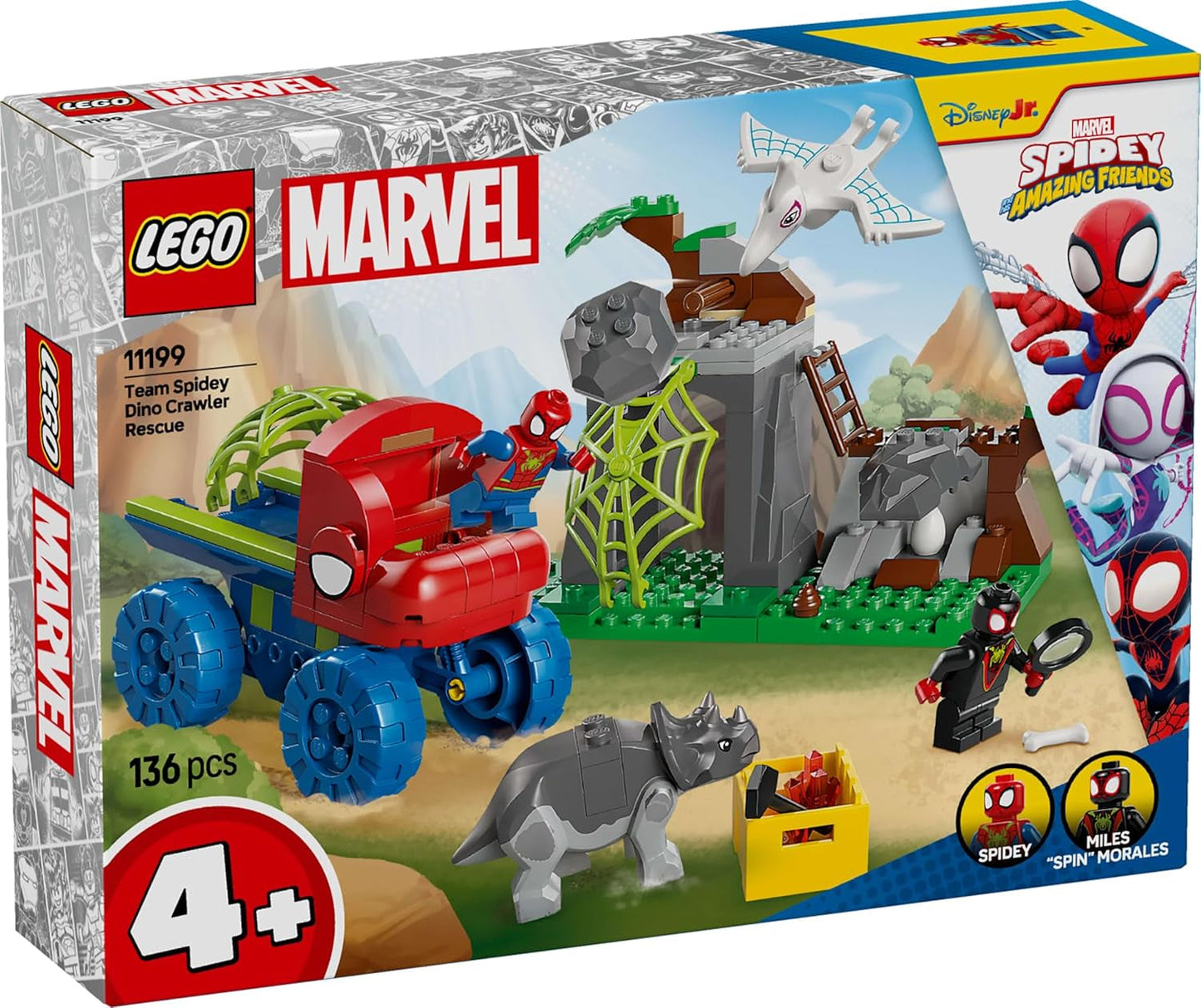 LEGO Marvel Spideyho tým na záchranné misi v Dino Truck Stavebnice autíčka pro superhrdiny Dobrodružná sada pro děti 4+ Spidey a jeho super přátelé 11199 stavebnic Besuche den LEGO-Store