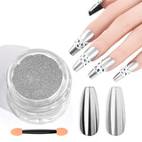 Saviland Chrome Powder Powder Set – růžový laserový chromový prášek na nehty se zrcadlovým efektem laserové zdobení nehtů, dekorativní pudr na manikúru se třpytkami s houbičkami, třpytivý prášek na nehty v nehtovém salonu