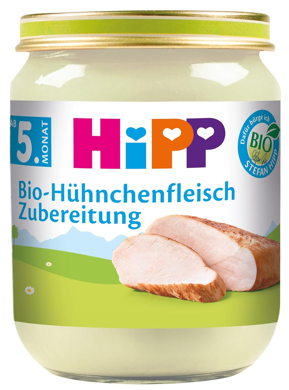 HiPP bio přípravek kuřete (6 x 125 g), s bio řepkovým olejem, bez lepku, bez přidané soli, nejlepší bio kvalita