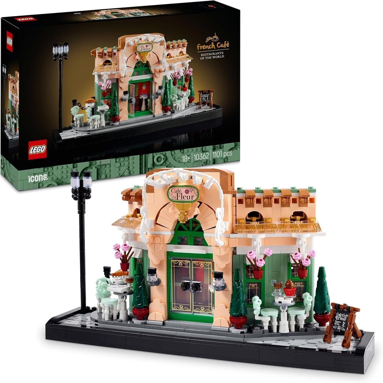 Francouzská kavárna LEGO Icons - Dekorace do obývacího pokoje nebo kanceláře - Stavebnice pro dospělé, včetně malebné fasády, závěsného květináče a židlí - Dárek pro muže a ženy 10362 Stavebnice Besuche den LEGO-Store Výchozí název