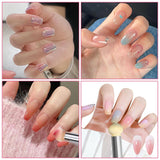 2 Stück Nail Art Rendering-Werkzeuge Doppelter Kopf, Sponge Brush Applicator Inkl 8 Ersatzköpfe, Nail Art Schwamm Und Tupfpinsel (Weiß, Rosa)