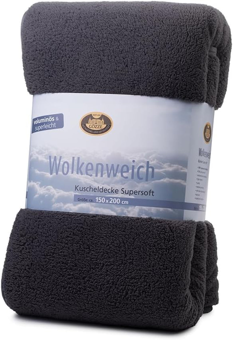 Gözze - Cloud měkká plyšová deka, imitace ovčí kůže, 100% polyester (mikrovlákno), 150 X 200 Cm - Camel Přikrývky a přikrývky Naty Shop Anthracite