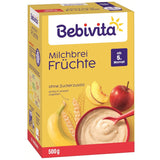 Mléčná kaše s ovocem (4x500g), od 5 měsíců, bez přidaného cukru, s cennými minerály a vitamíny, velmi zasytí