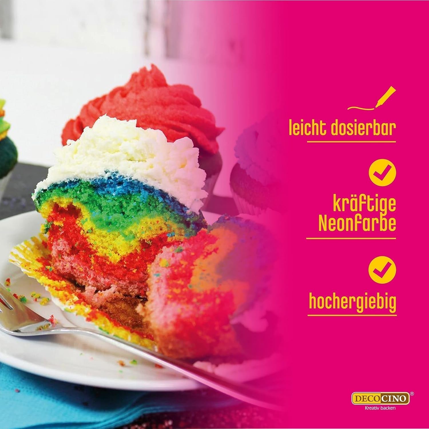 Decocino Neon Food Paste Red - Vysoká dávka potravinářského barviva - Pro barvení dortů, muffinů, cupcaků - Bez chuti