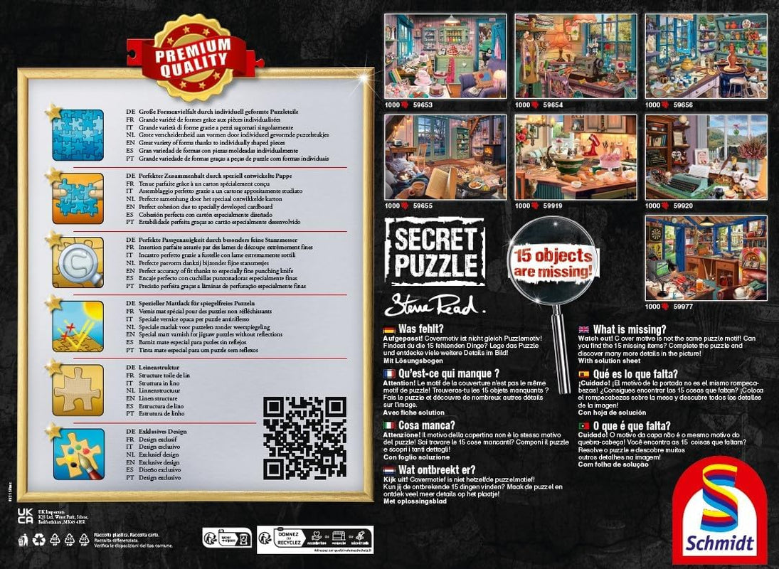 Schmidt Spiele 59977 Tajné puzzle, Otcova dílna, skládačka 1000 dílků Puzzle Naty Shop