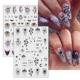 Jmeowio Nagelsticker Mond Stern Sonne 9 Blatt Nail Art Sticker Selbtklebend Nagelaufkleber Bunte Dekoration Nageldesign Zubehör