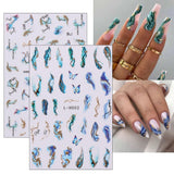 JMEOWIO Nálepka na nehty Marmor Französische Spitze 10 Blatt Nálepka na nehty Selbtklebend Nagelaufkleber Bunt Dekoration Nageldesign Zubehör