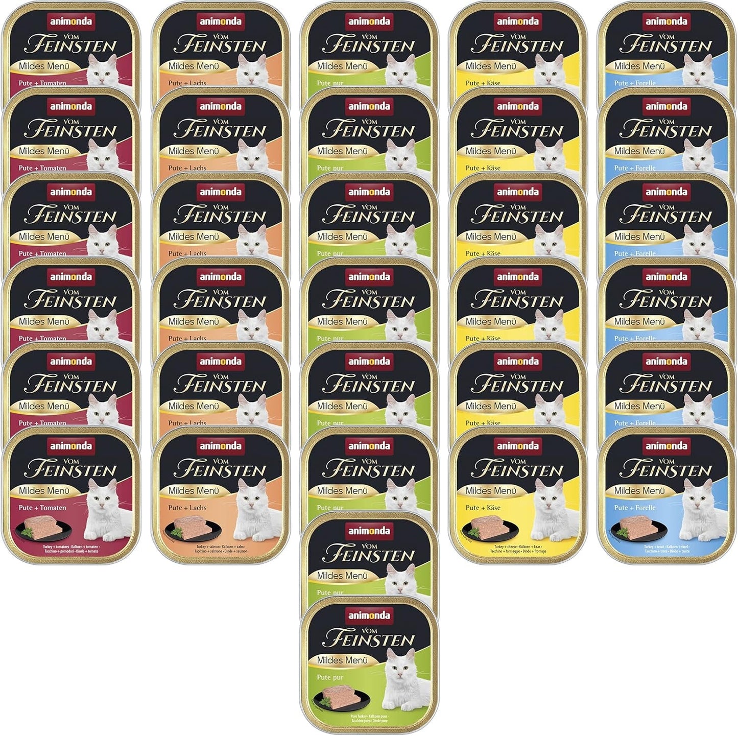 animonda vom Feinsten Mild Menu Mild Variety (32 x 100 g), vlhké krmivo pro kočky bez obilovin, bez cukru, lehce stravitelné krmivo s krůtím masem