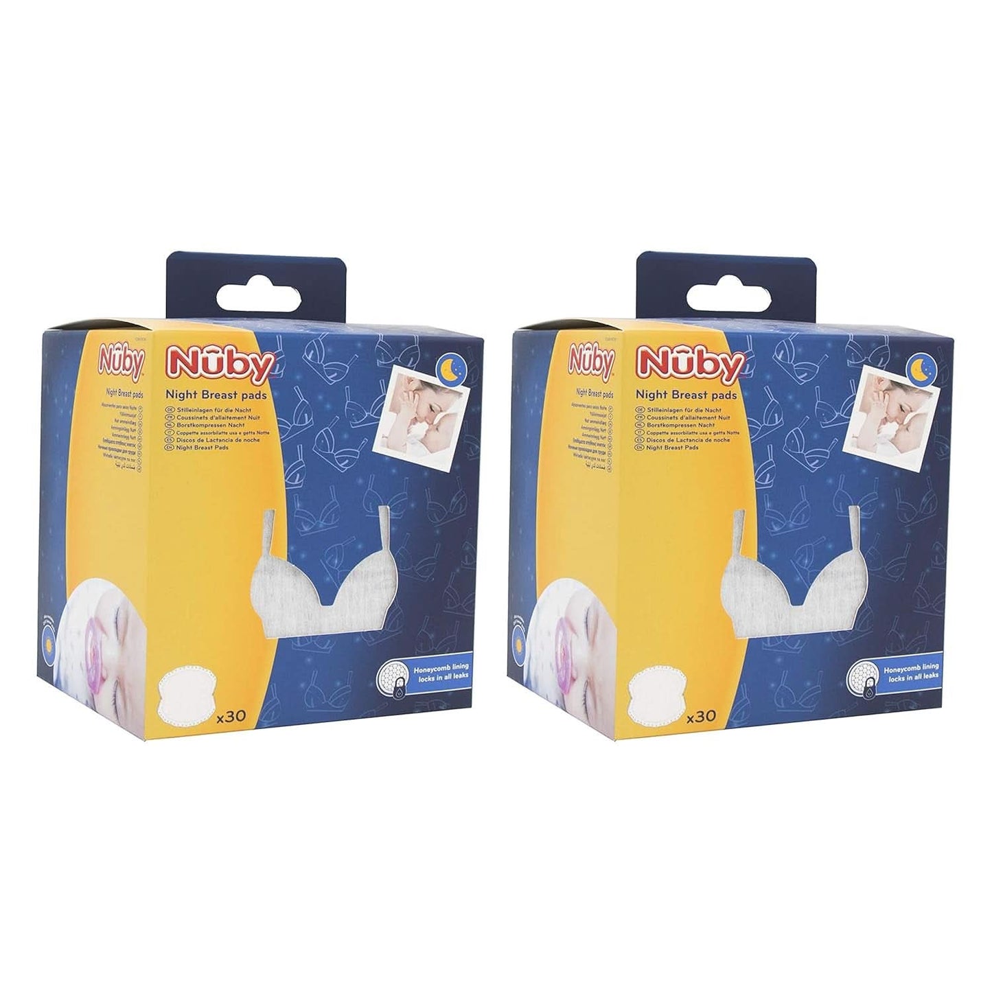 Nuby - 2 balení ultrajemných kojících vložek na noc - 2 X 30 kusů Příslušenství Jídlo a kojení Bebe Naty Shop