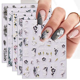 JMEOWIO 6 Blatt 3D Nagelsticker Frühlings Blume Nail Art Sticker Selbtklebend Nagelaufkleber 5D Stereoskopisch Bunte Summer Blumen Dekoration Nageldesign Zubehör