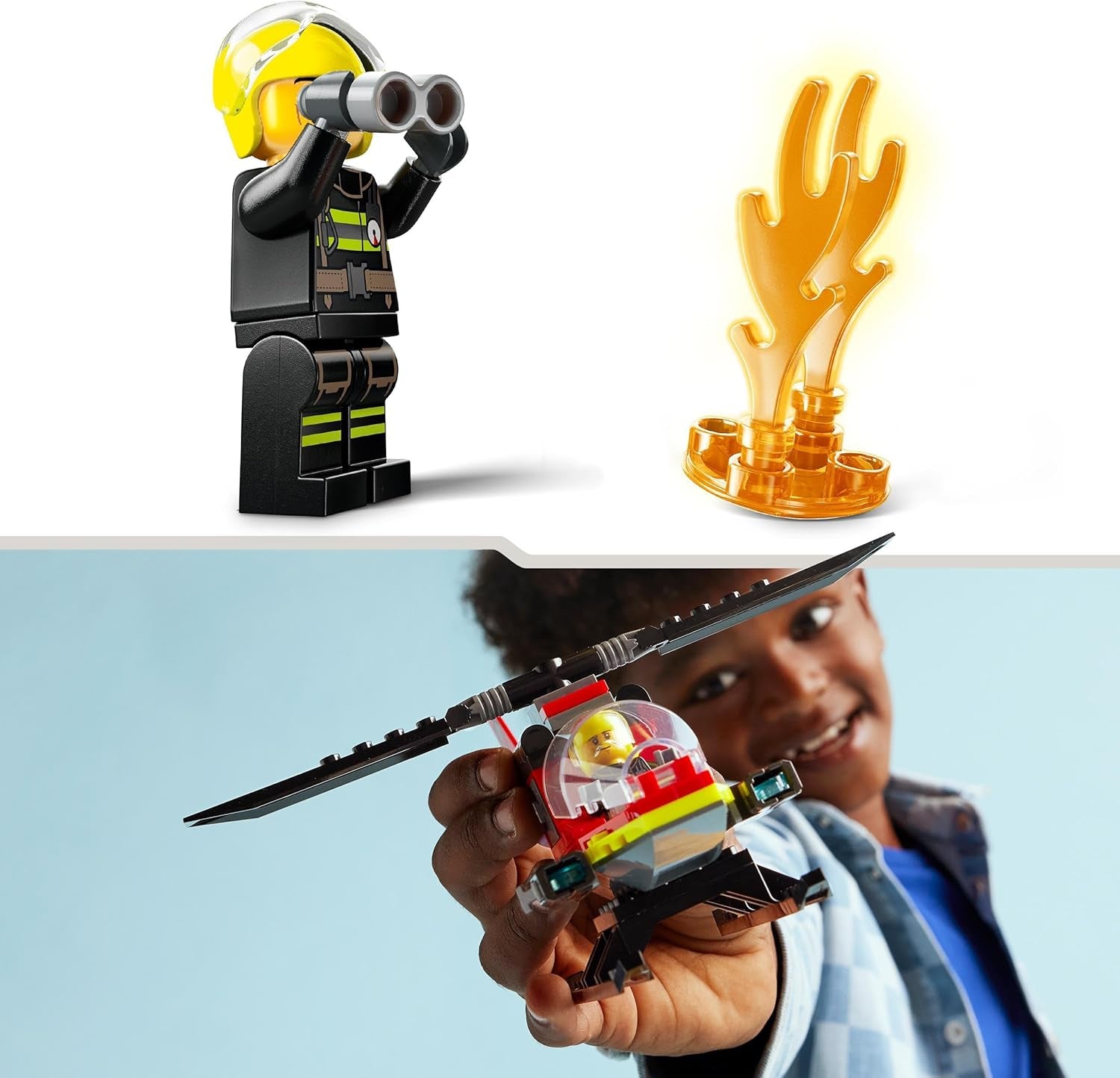 LEGO City hasičský vrtulník, stavebnice vrtulníku a figurky pilota, hasičský vrtulník pro nápaditý herní zážitek, dárek pro děti, chlapce a dívky od 5 let 60411 Stavebnice Besuche den LEGO-Store