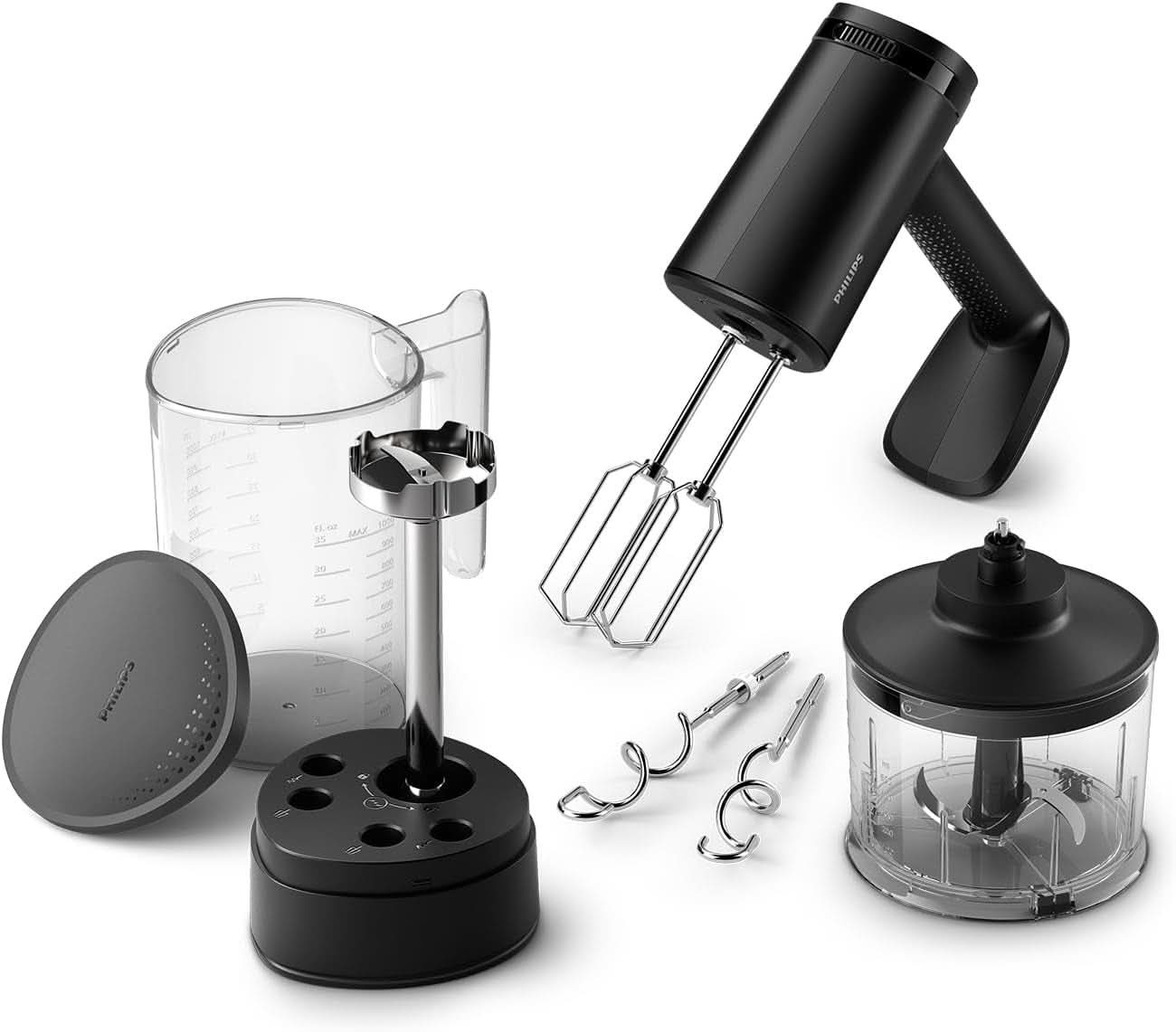 Philips ruční mixér, 450 W, 5 Geschwindigkeiten plus Turbo, Weiß/Grau (HR3741/00) Kuchyňský ruční mixér Naty Shop 3v1, Pürierstab, Zerkleinerer