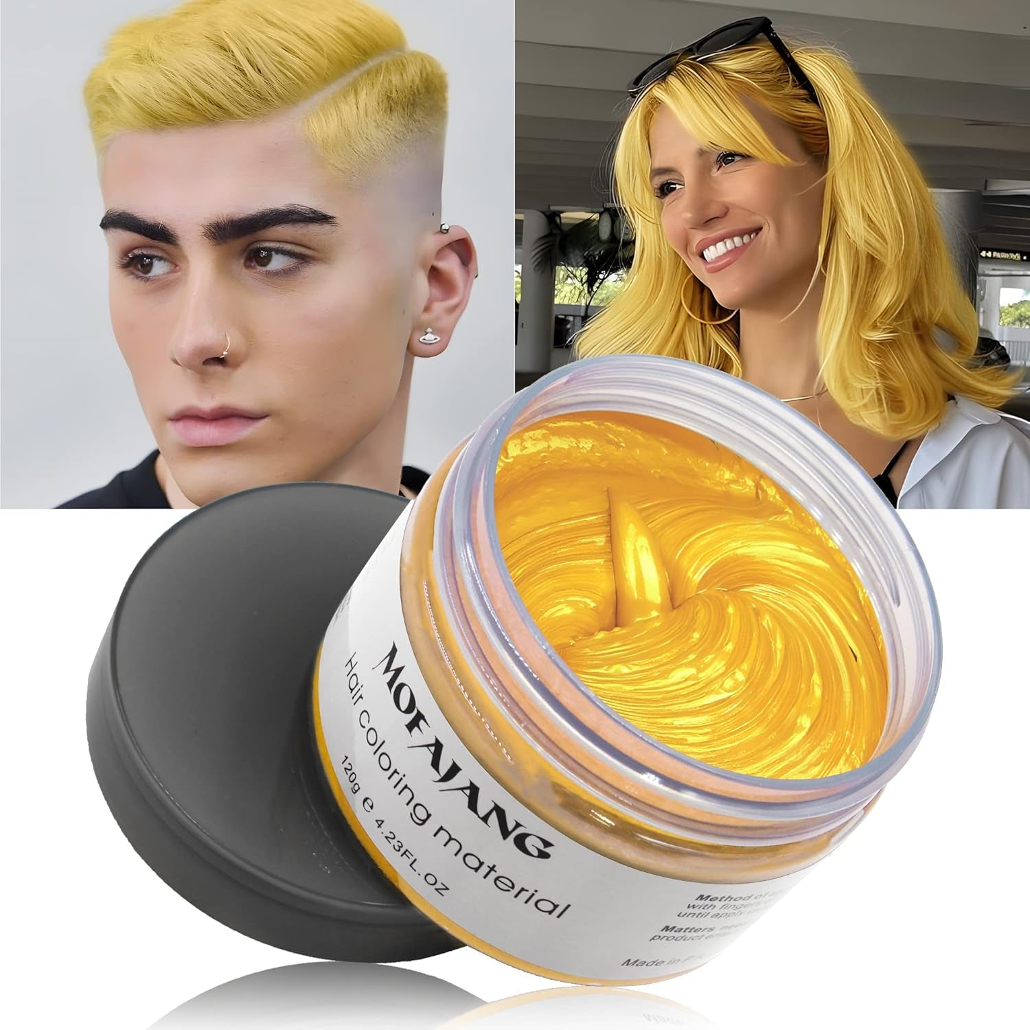 Dočasná barva vlasů, stylingový tón vlasů pro muže, ženy, přírodní vlasová pomáda, vosk na barvení vlasů pro párty, cosplay a Halloween, 4,23 oz (stříbrně šedá) barva na vlasy Naty Shop 9 zlatá