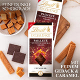 Lindt EXCELLENCE Bucati De Aluat Cu Paiete Si Caramel - Ciocolata Neagra Fina Cu Aroma Intensa De Cacao