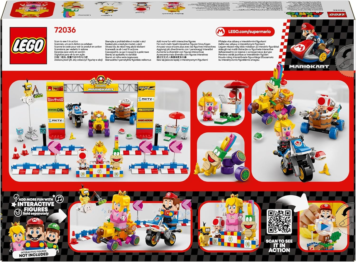 LEGO Super Mario: Mario Kart – sada broskev a Grand Prix, figurky Nintendo – ropucha, Lakitu, broskev a Lemmy, dárek pro kluky, dívky a hráče 8+, dobrodružná hračka 72036 stavebnice Beuche den LEGO-Store