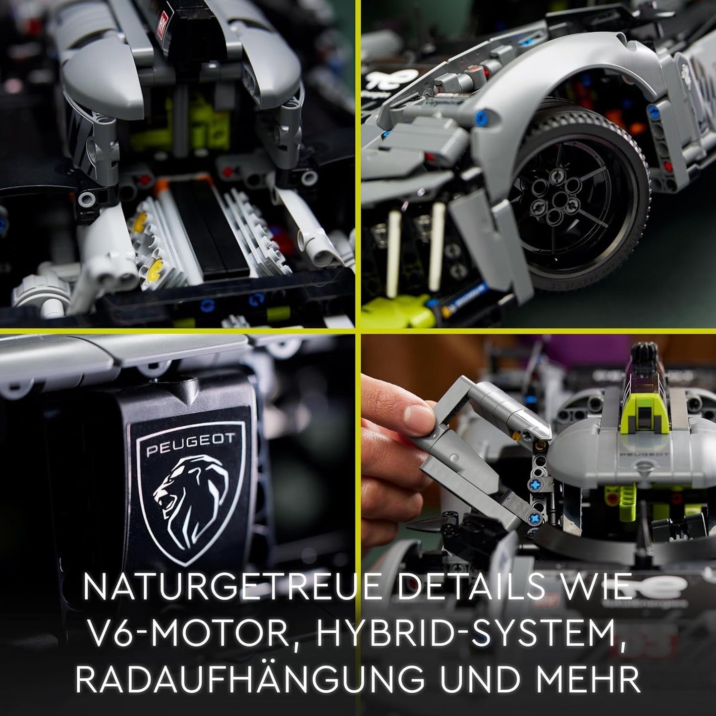 LEGO 42156 Technic Peugeot 9X8 24H Hybridní hypercar Le Mans Legendární sada závodního auta pro dospělé Modely aut v měřítku 1:10 Sběratelské auto pro pokročilé hráče Stavebnice Besuche den LEGO-Store