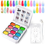 Gradient Painting Gel, 12 barev Ombre Gel lak na nehty se 100 ks houbiček na nehty a 4 drápy kovovým drapákem pro francouzskou manikúru DIY nail art, sada I