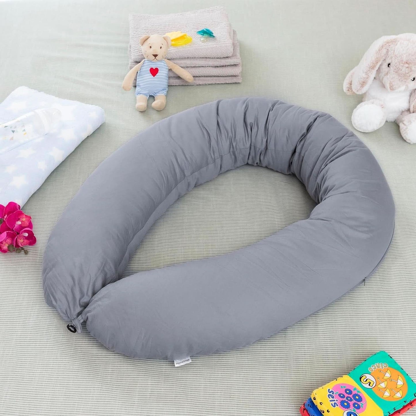 Innovagoods - Multifunkční kojící polštář, Ergonomický design pro relaxaci matky a dítěte, Nastavitelný do různých poloh, Pratelný, Barevný, Polybavlna Příslušenství Jídlo a kojení Baby Naty Shop