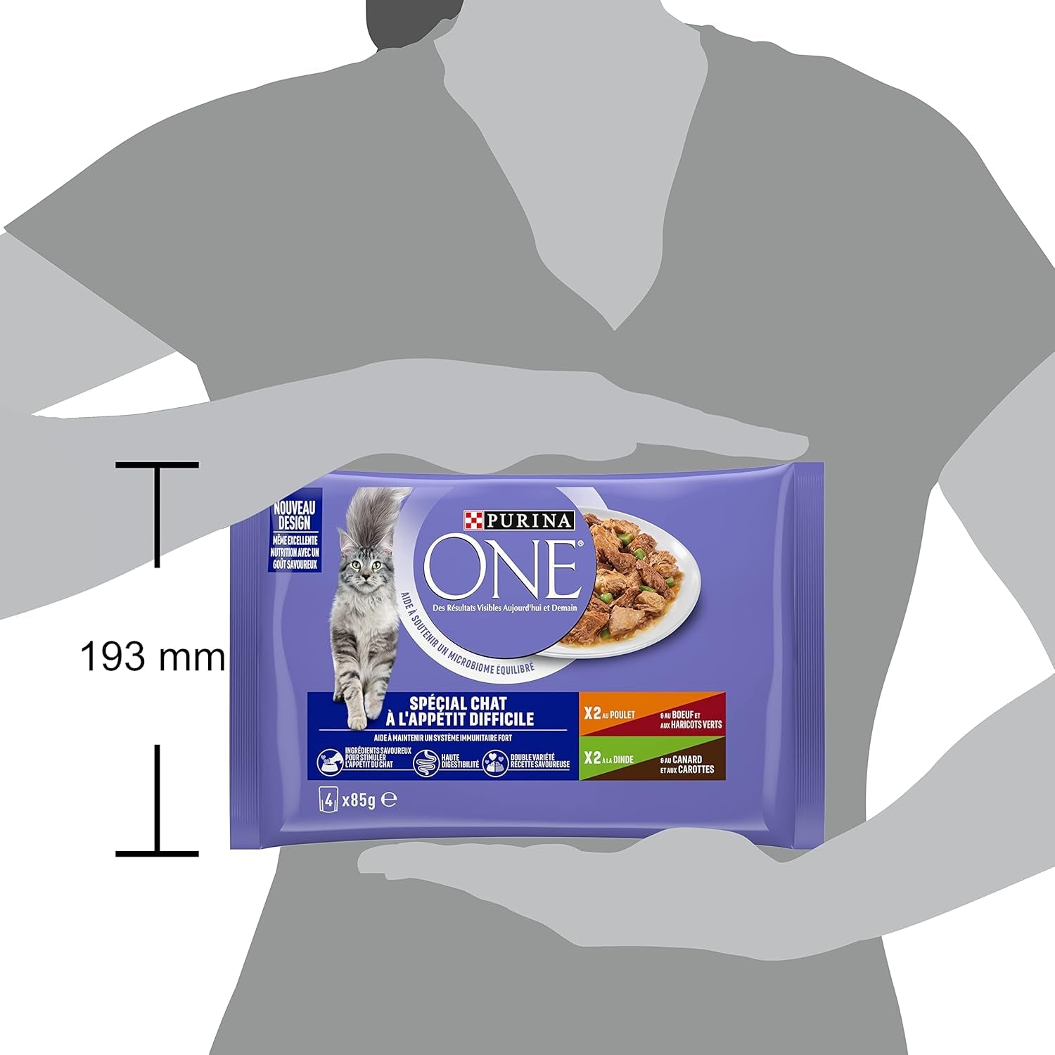 Purina One - Spezialfutter v omáčce Rind/Huhn/Ente und Turkeyhn für Katzen mit Appetit, 340 g